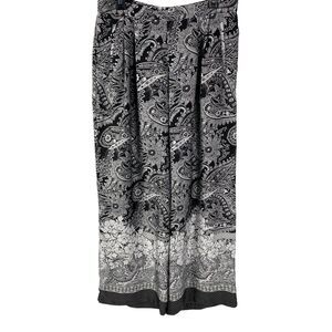 Victoria's Secret Pants Satin Wide Leg Size 10 Black & White Print Elastic Waist